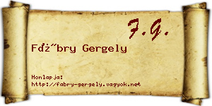 Fábry Gergely névjegykártya