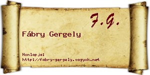 Fábry Gergely névjegykártya